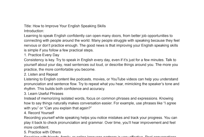 write 500word article in english